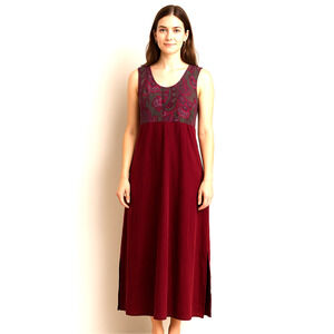 VTG 90s Jane Ashley Burgundy Velvet Maxi Dress Paisley Country Sleeveless Sz L